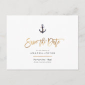 Eleganter Anker, Save the Date nautisch Postkarte (Vorderseite)