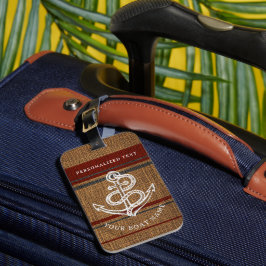 Eleganter Ankerstreifen Rustikaler nautischer Indi Gepäckanhänger