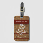 Eleganter Ankerstreifen Rustikaler nautischer Indi Gepäckanhänger (Vorderseite Vertikal)