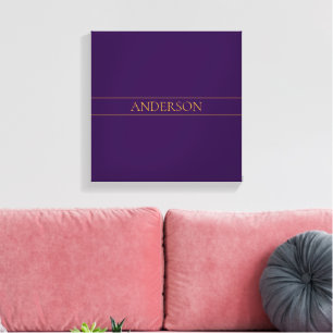Eleganter anpassbarer Text   Gold & Tiefes Lila Leinwanddruck