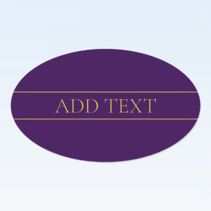 Eleganter anpassbarer Text   Gold & Tiefes Lila Ovaler Aufkleber