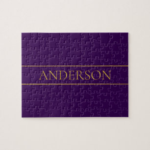 Eleganter anpassbarer Text Gold & Tiefes Lila Puzzle