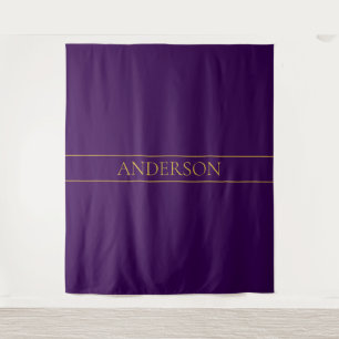 Eleganter anpassbarer Text   Gold & Tiefes Lila Wandteppich