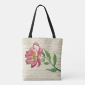 Eleganter antiker Brief mit Blume Tote Beag Tasche (Rückseite)