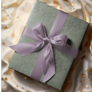 Eleganter Antiker Damast Dunkles Silber Tanne Geschenkpapier