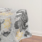 Eleganter antiker Mosaik Gray Gold Tiger Lion Eagl Tischdecke (Beispiel)