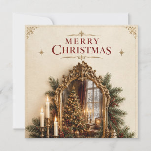 Eleganter Antiker Spiegel Weihnachten, Vintage-Eur Karte