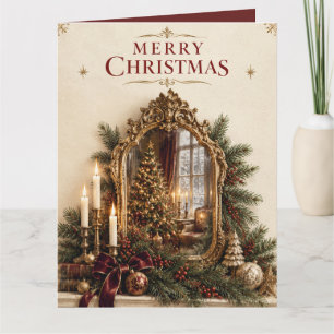 Eleganter Antiker Spiegel Weihnachten, Vintage Eur Karte
