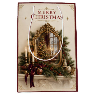 Eleganter Antiker Spiegel Weihnachten, Vintage Eur Mittlere Geschenktüte