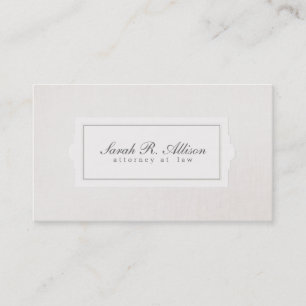 Eleganter Anwalt Plaque Stil Beige Linen Look Visitenkarte