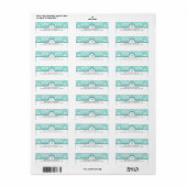 Eleganter Aqua Blue & White Damask mit Monogram (Vorne)