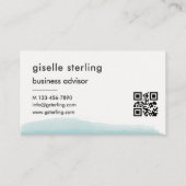 Eleganter Aqua Brush Stroke QR Code Visitenkarte (Rückseite)
