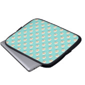 Eleganter Aquamarin & Perlen Laptop-Sieb Laptopschutzhülle (Vorne Knopf)