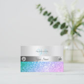 Eleganter Aquamarin rosa Glitzer Monogramm Leuchts Visitenkarte (Stehend Vorderseite)