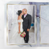 Eleganter Aquamariner Amethyst Abstrakt Tinte Dreifach Gefaltete Einladung (Innen Erste Seite)