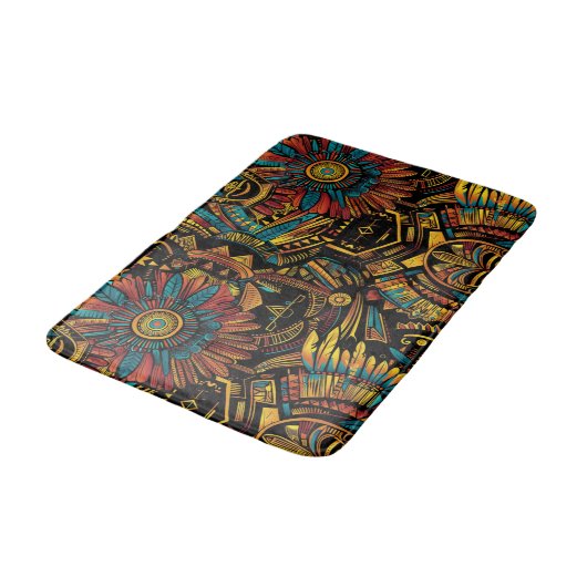 Eleganter Aquamariner "Aztec Dream" Plush Bath Mat Badematte (Schrägansicht)