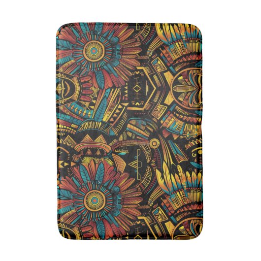 Eleganter Aquamariner "Aztec Dream" Plush Bath Mat Badematte (Vorderseite Vertikal)