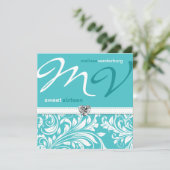 Eleganter aquamariner blauer 16. einladung (Stehend Vorderseite)