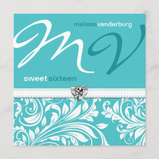 Eleganter aquamariner blauer 16. einladung