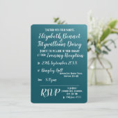 Eleganter Aquamariner blauer Abend Einladung (Stehend Vorderseite)