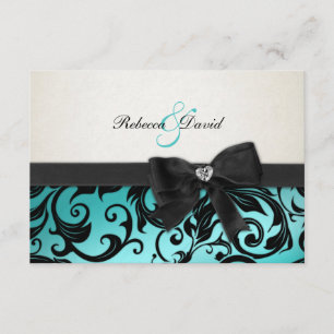 Eleganter aquamariner blauer Damast mit Diamant RSVP Karte