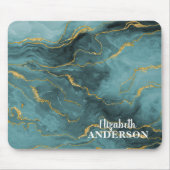 Eleganter Aquamariner Blue Agate Geode Marble Mono Mousepad (Vorne)
