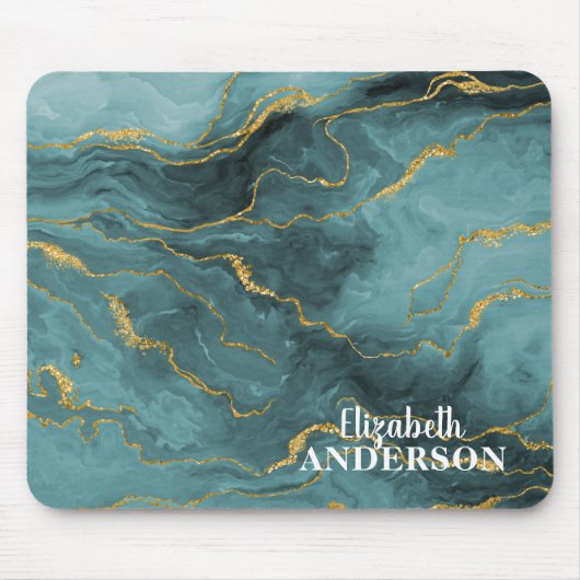 Eleganter Aquamariner Blue Agate Geode Marble Mono Mousepad (Vorne)