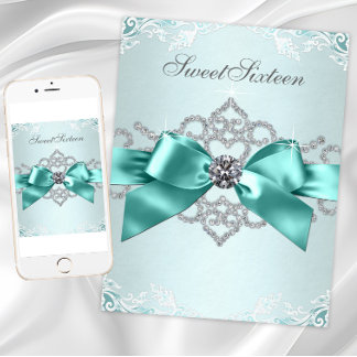 Eleganter Aquamariner Blue Diamond Einladung