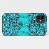 Eleganter Aquamariner Blue Silber Glitzer Look Case-Mate iPhone Hülle (Rückseite (Horizontal))