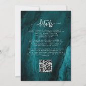 Eleganter Aquamariner Blue Silver Floral QR Code H Einladung (Rückseite)