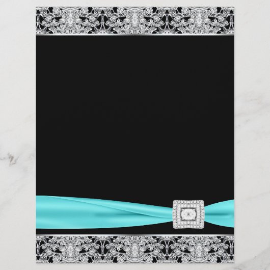 Eleganter Aquamariner Blue Silver Flyer Vorlage (Hinten)