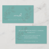 Eleganter aquamariner blumenreicher Glitzer mit Mo Visitenkarte (Vorne/Hinten)