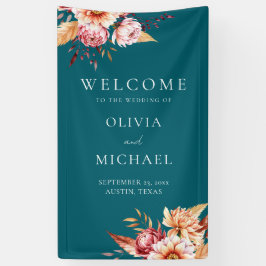 Eleganter Aquamariner Boho Chic Floral Wedding Wil Banner
