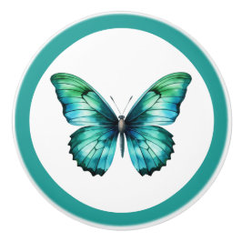 Eleganter Aquamariner Butterfly Türkis Blue Drawer Keramikknauf