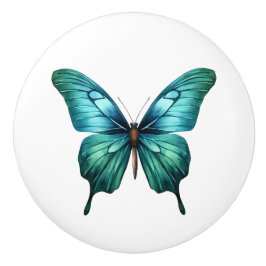 Eleganter Aquamariner Butterfly Türkis Blue Drawer Keramikknauf