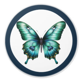 Eleganter Aquamariner Butterfly Türkis Blue Drawer Keramikknauf