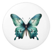 Eleganter Aquamariner Butterfly Türkis Blue Drawer Keramikknauf (Vorderseite)