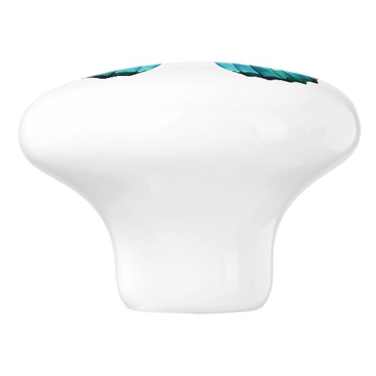Eleganter Aquamariner Butterfly Türkis Blue Drawer Keramikknauf (Seitenansicht)