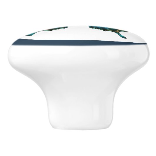 Eleganter Aquamariner Butterfly Türkis Blue Drawer Keramikknauf (Seitenansicht)