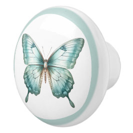 Eleganter Aquamariner Butterfly Türkis Blue Drawer Keramikknauf