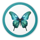 Eleganter Aquamariner Butterfly Türkis Blue Drawer Keramikknauf (Vorderseite)