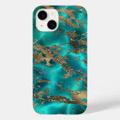 Eleganter Aquamariner Edelsteinmarmor Case-Mate iPhone Hülle (Rückseite)