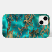 Eleganter Aquamariner Edelsteinmarmor Case-Mate iPhone Hülle (Rückseite (Horizontal))