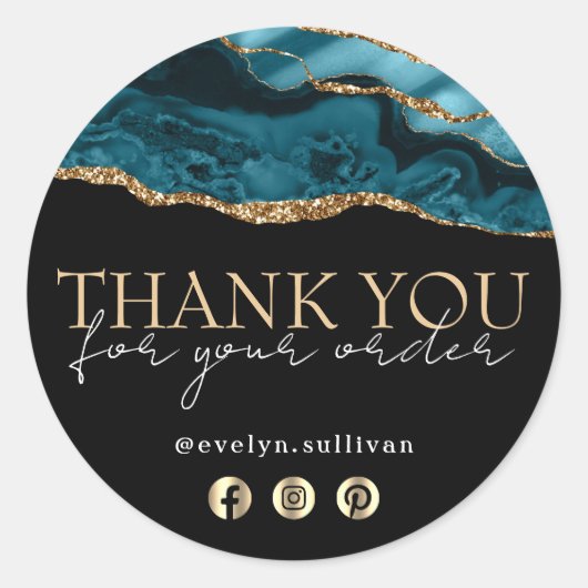 Eleganter aquamariner Gang Dankeschön Aufkleber (Vorderseite)