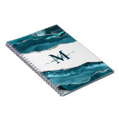 Eleganter Aquamariner Geode Agate Mit Monogramm Go Notizblock (Rechte Seite)