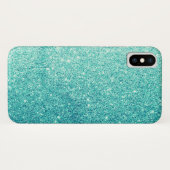 Eleganter aquamariner Glitzer Case-Mate iPhone Hülle (Rückseite (Horizontal))