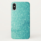 Eleganter aquamariner Glitzer Case-Mate iPhone Hülle (Rückseite)
