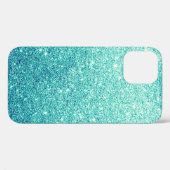 Eleganter Aquamariner Glitzer Case-Mate iPhone Hülle (Rückseite (Horizontal))
