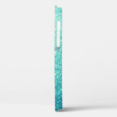 Eleganter Aquamariner Glitzer Case-Mate iPhone Hülle (Rückseite / Links)