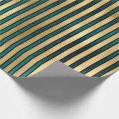 Eleganter Aquamariner Glitzer gestreift formaler C Geschenkpapier (Ecke)